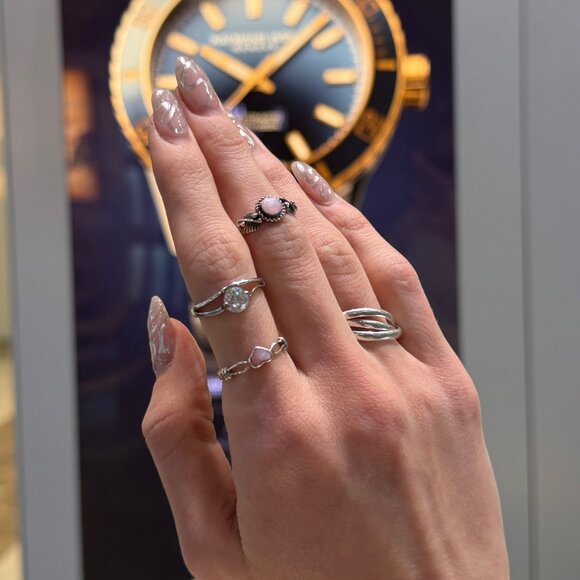 Vintage Sterling Silver MOP Round Pink Ring - Picture 8 of 8